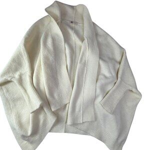 LOOK BY M NEW YORK Sweater Open Cardigan. Batwing Sleeve. Cowl Neck. Ivory L